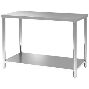 HOMCOM Stainless Steel Workbench, 24"x47"x34", Heavy Duty Work Prep Table with Shelf, Workbench for Kitchen, Garage