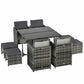 Outsunny 9 Pieces Patio Wicker Dining Set, PE Rattan Garden Sectional Sofa Outdoor Space-Saving Furniture Sets, White