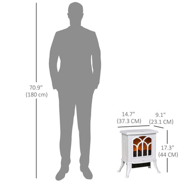 HOMCOM Electric Fireplace Heater, Freestanding Fireplace Stove with Realistic Flame, Overheat Protection, 750W/1500W, White