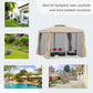 Outsunny 10' x 10' Outdoor Patio Gazebo Double Soft-top Garden Shelter Tent with Curtains, & Mesh Screen Drapes, Brown