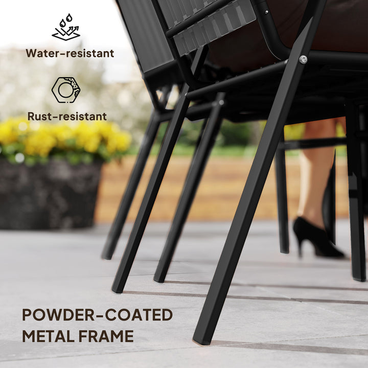 Outsunny Stackable Outdoor Dining Chairs Set of 4, for Patio, Balcony, Deck, Garden, Black