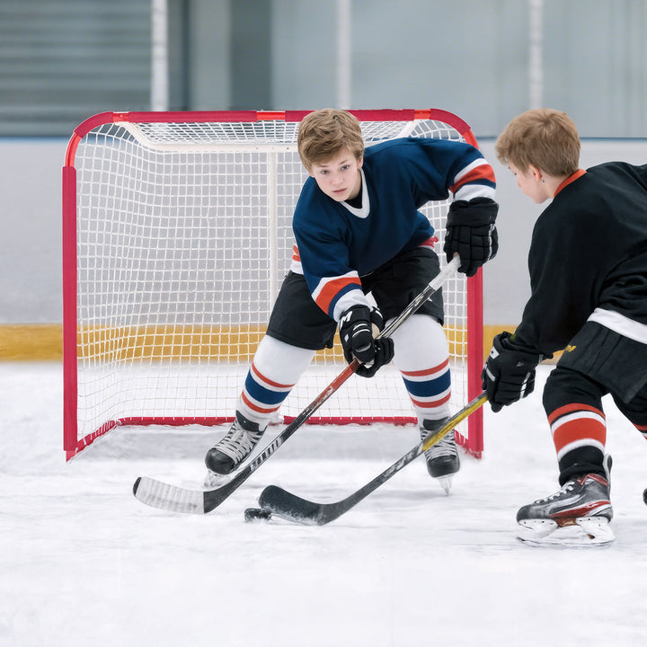 Soozier Hockey Net, Easy Set Up Hockey Goal with Steel Frame, PE Mesh, Outdoor Hockey Training Equipment for Garden, Backyard