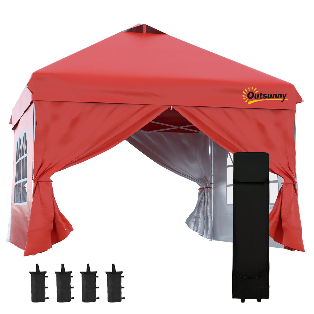 Outsunny 10' x 10' Pop Up Canopy Tent, Instant Sun Shelter, Tents for Parties, with Wheeled Carry Bag, Blue