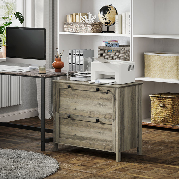 HOMCOM 2 Drawer File Cabinet, Lockable Filing Cabinet with Adjustable Hanging Bar for Letter, A4 and Legal Size, White