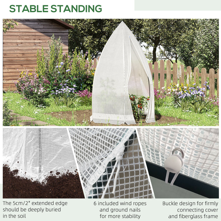 Outsunny 55" x 55" x 71" Greenhouse Portable Hot House for Plants with Zippered Door for Outdoor, Garden, Patio, White
