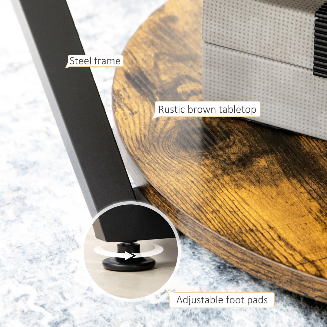 HOMCOM 2-Tier Round Coffee Table with Storage Shelf, Industrial Center Table with Steel Frame for Living Room, Rustic Brown