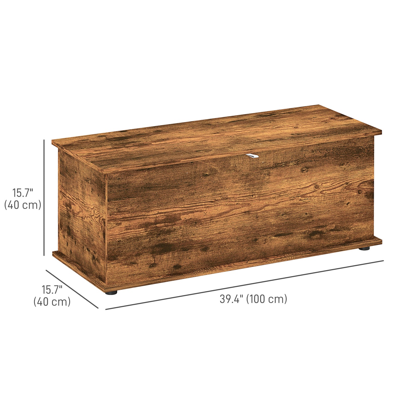 HOMCOM 39.5" Storage Chest with 2 Safety Hinges, Storage Box Organizer with Flip-Top Lid, Entryway Storage Bench, Rustic Brown