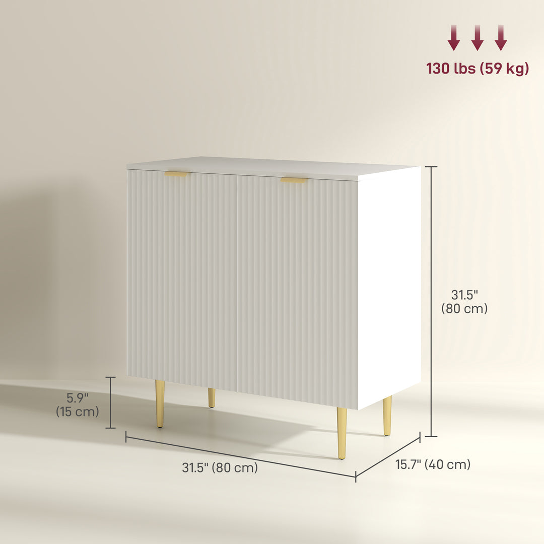 HOMCOM Modern Kitchen Storage Cabinet, Sideboard Buffet Cabinet with Adjustable Shelves and Metal Legs for Kitchen, Black