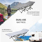 Outsunny Folding Camping Cot with Mattress & Pillow, Double Layer Oxford Heavy Duty Sleeping Cot with Carry Bag Light Grey