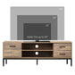 HOMCOM TV Stand for TV up to 50 Inches, TV Cabinet with Door, Open Storage and Drawers, TV Table with Steel Legs, Dark Walunt