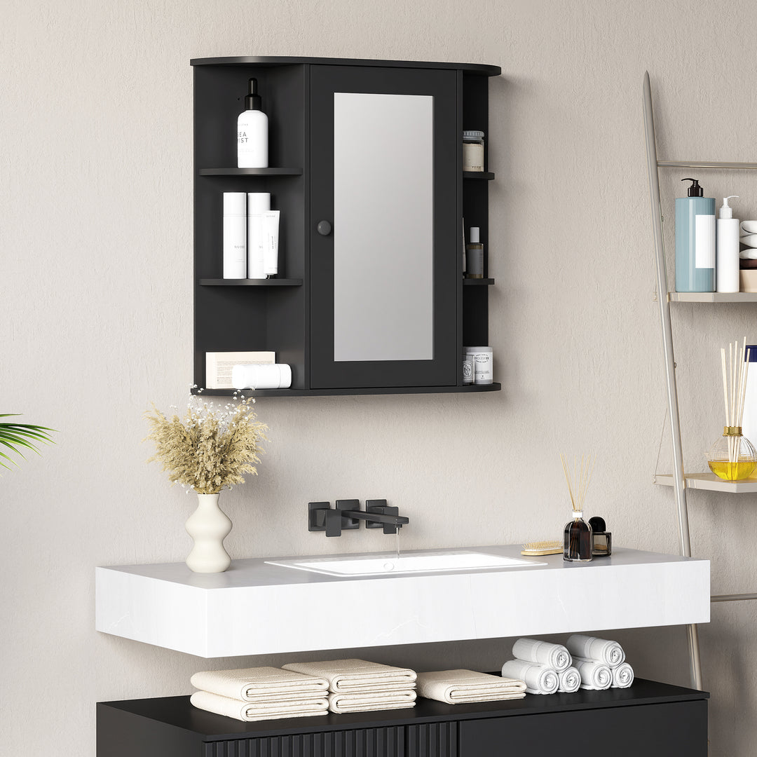 HOMCOM Mirrored Bathroom Wall Cabinet Wall Mounted Medicine Cabinet with Door & Shelves, White