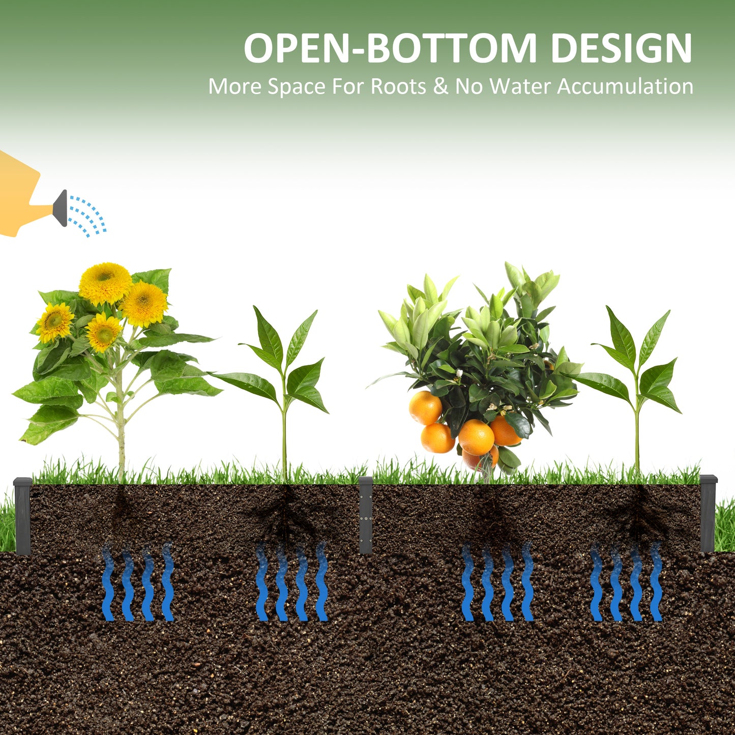 Outsunny 96" x 24" x 10" Wooden Raised Garden Bed with 2 Planter Box and Non-woven Fabric Liner for Backyard, Patio to Grow Vegetables, Herbs, and Flowers, Natural