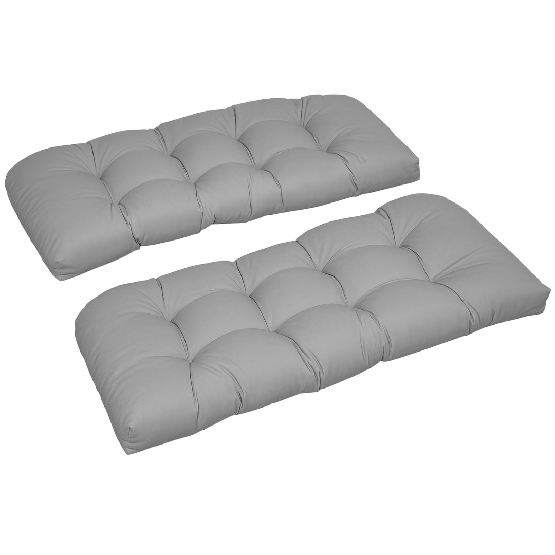 Outsunny Set of 2 Patio Bench Replacement Cushions, 2 Seater Outdoor Loveseat Cushion Seat Pad, 43" x 19" x 3", Grey