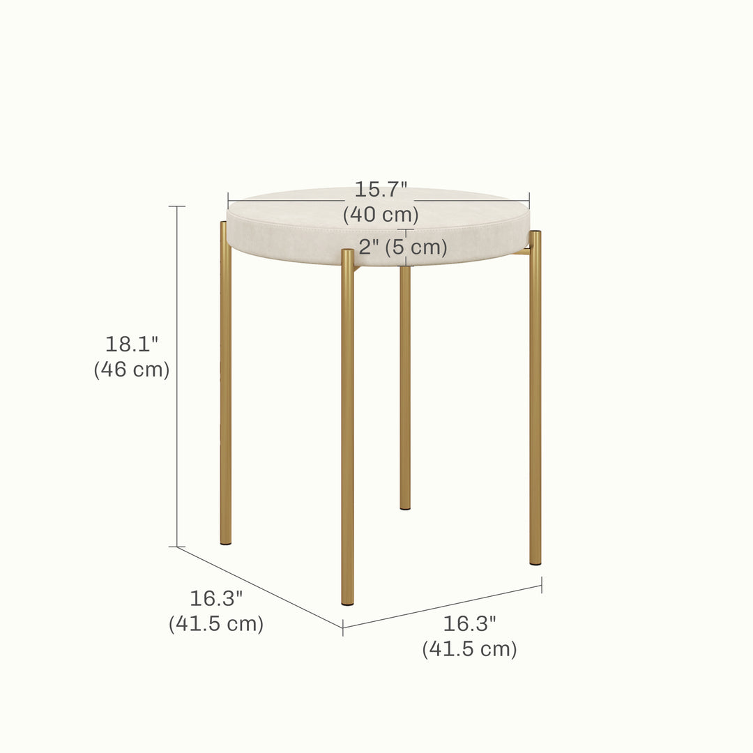 HOMCOM Backless Round Dining Chairs, Modern Stacking Stools Set of 4, Kitchen Chairs with Metal Legs, Black