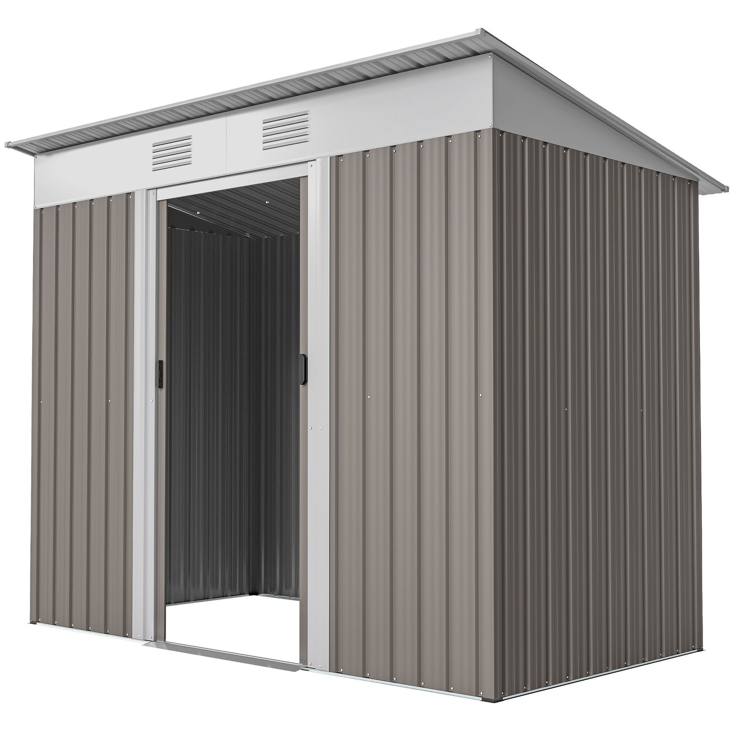 Outsunny 7' x 4' Outdoor Storage Shed, Metal Garden Tool Storage House Organizer with Lockable Sliding Doors and Vents for Backyard Patio Lawn, Charcoal Grey