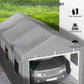 Outsunny 10' x 20' Carport, Heavy Duty Portable Garage with 6 Mesh Windows and 2Doors, Gey