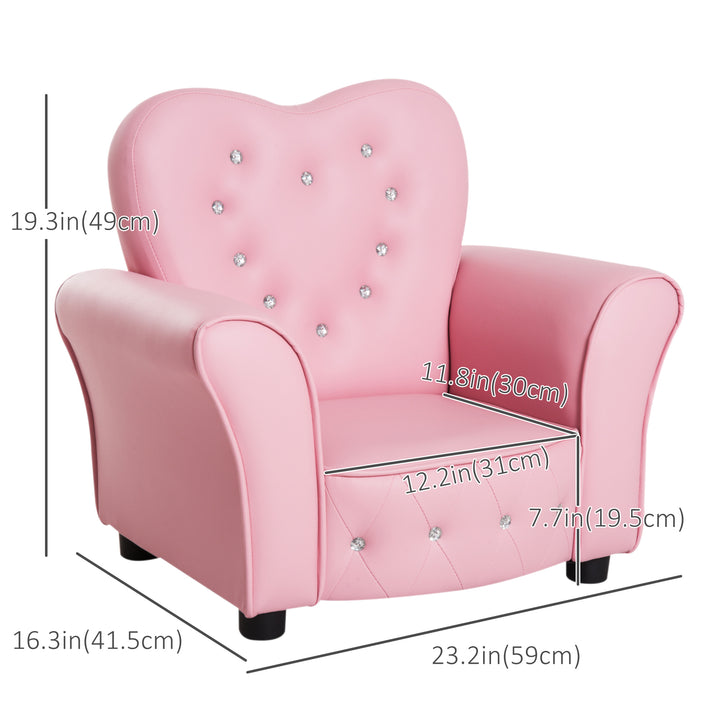 Qaba Kids Mini Princess Sofa Toddler Chair Children Upholstered Tufted Armchair Activity Couch Reclining Seat Boys Girls Furniture Pink