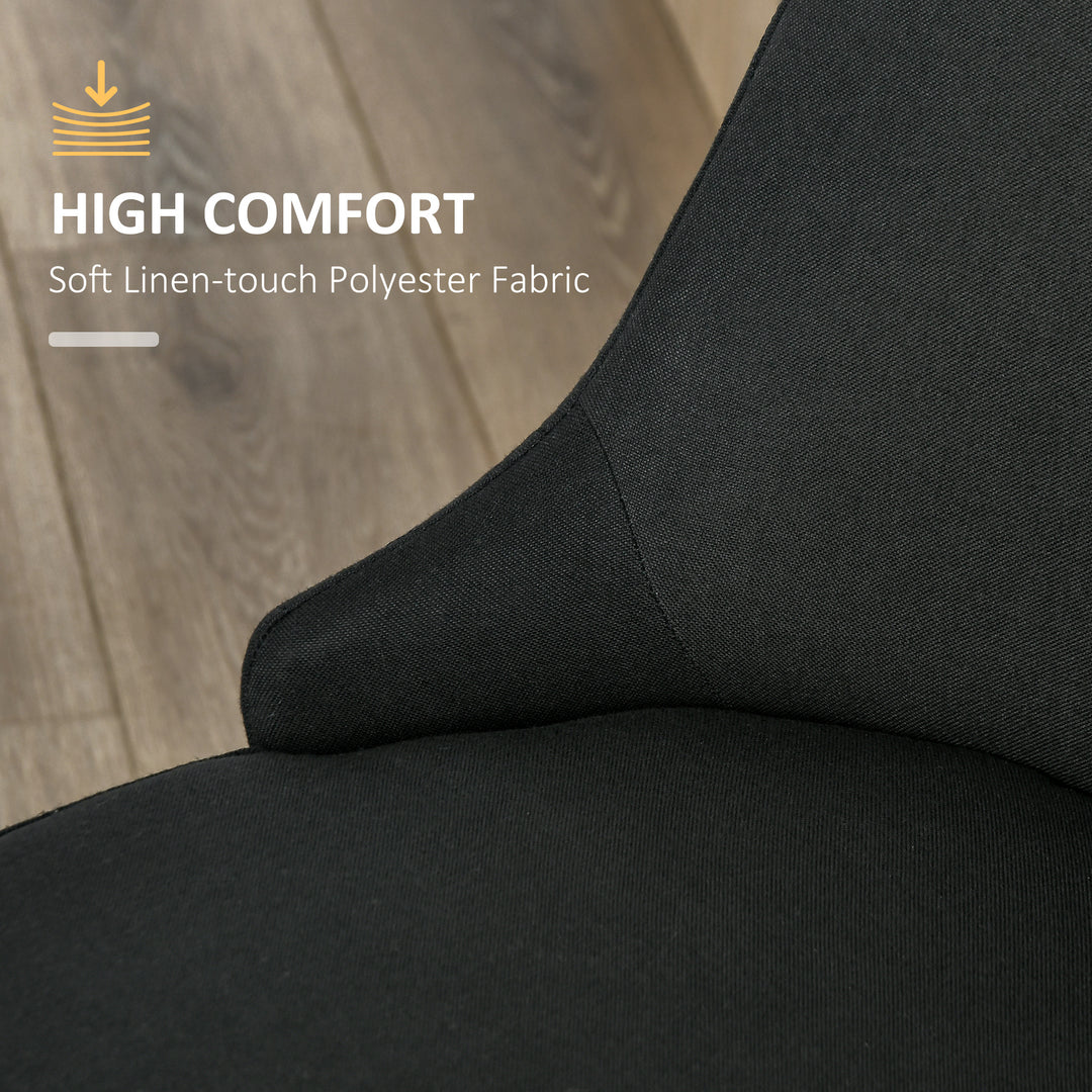 HOMCOM Modern Dining Chair Set of 2, Fabric Upholstered Side Chairs for Kitchen Living Room with Metal Legs, Black