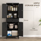 HOMCOM Freestanding Storage Cabinet, Kitchen Pantry Cabinet with 2 Shelves, 4 Doors, Kitchen Storage Cabinets for Dining Room