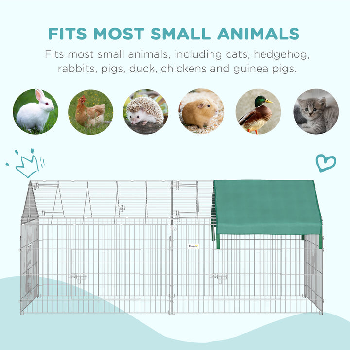 PawHut 87x41x41-IN Catio Rabbit Guinea Pig Cage Chicken Coop Run, Small Animal Enclousure Outdoor Indoor with Cover and Multiple Doors, Beige