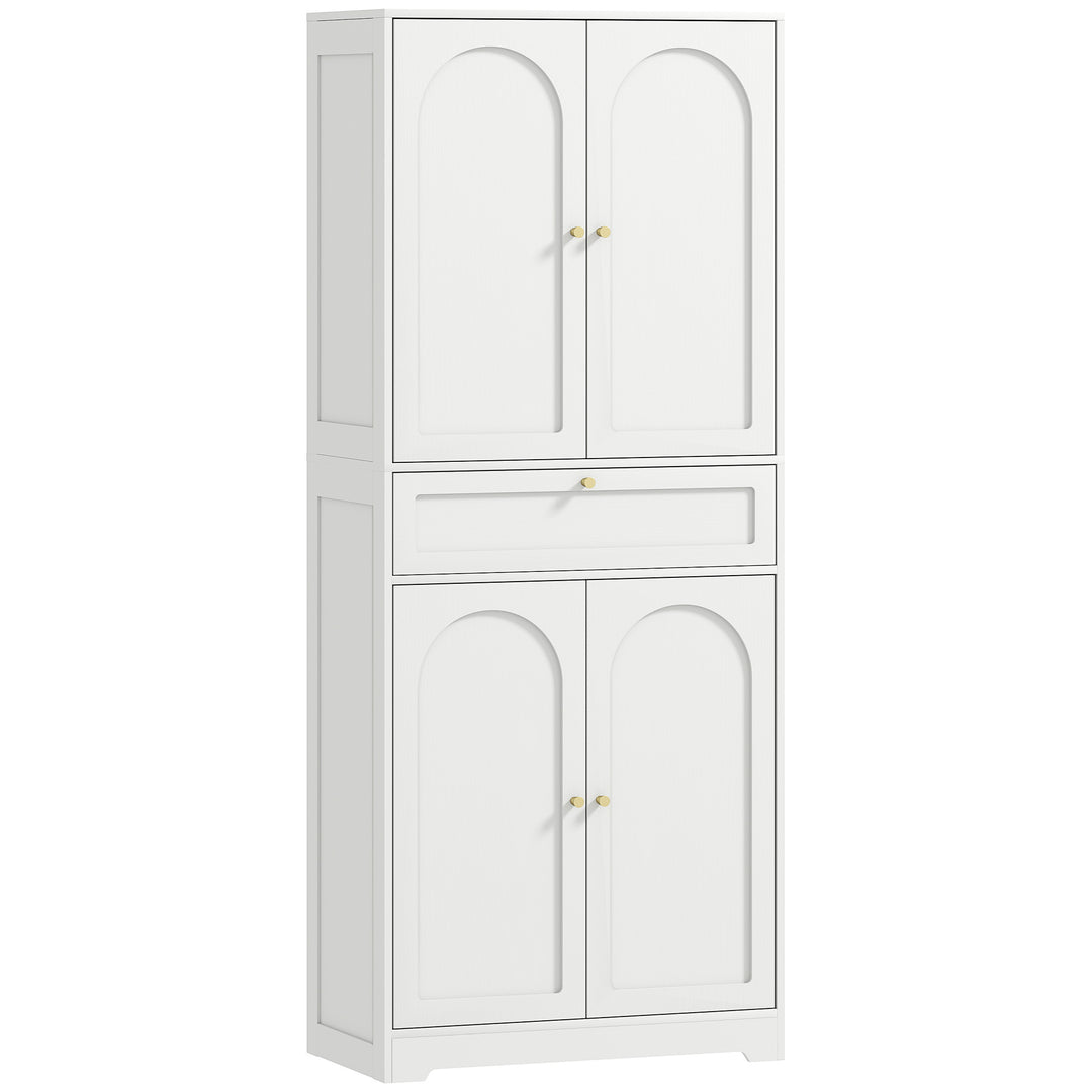 HOMCOM 72.4" Tall Kitchen Pantry Cabinet, Modern Freestanding Storage Cabinet with Shaker Doors and Adjustable Shelves, White
