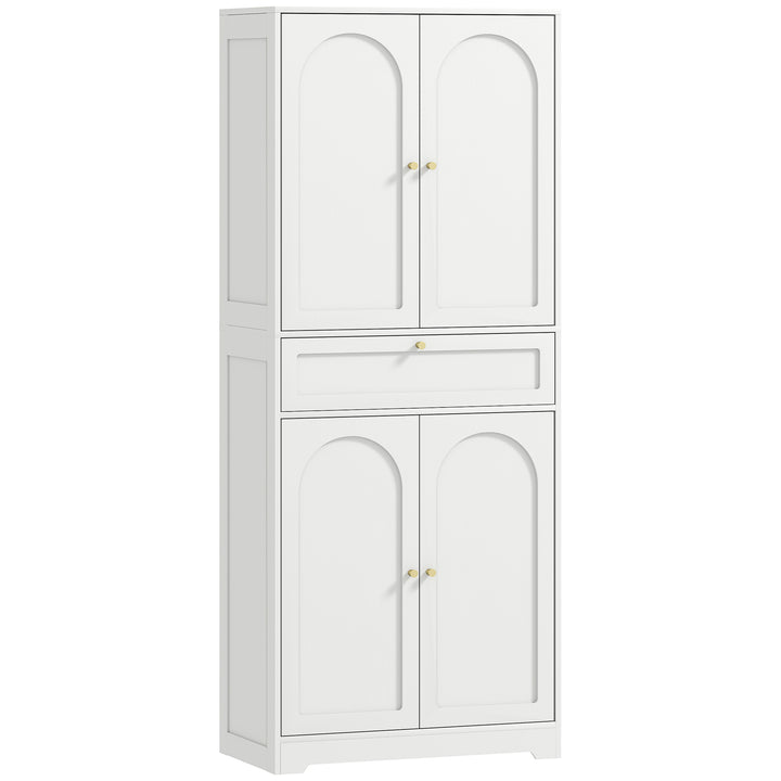 HOMCOM 72.4" Tall Kitchen Pantry Cabinet, Modern Freestanding Storage Cabinet with Shaker Doors and Adjustable Shelves, White