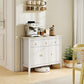 HOMCOM Sideboard Buffet Cabinet, 40" Kitchen Coffee Bar Cabinet with 3 Drawers and 2 Adjustable Shelves, White