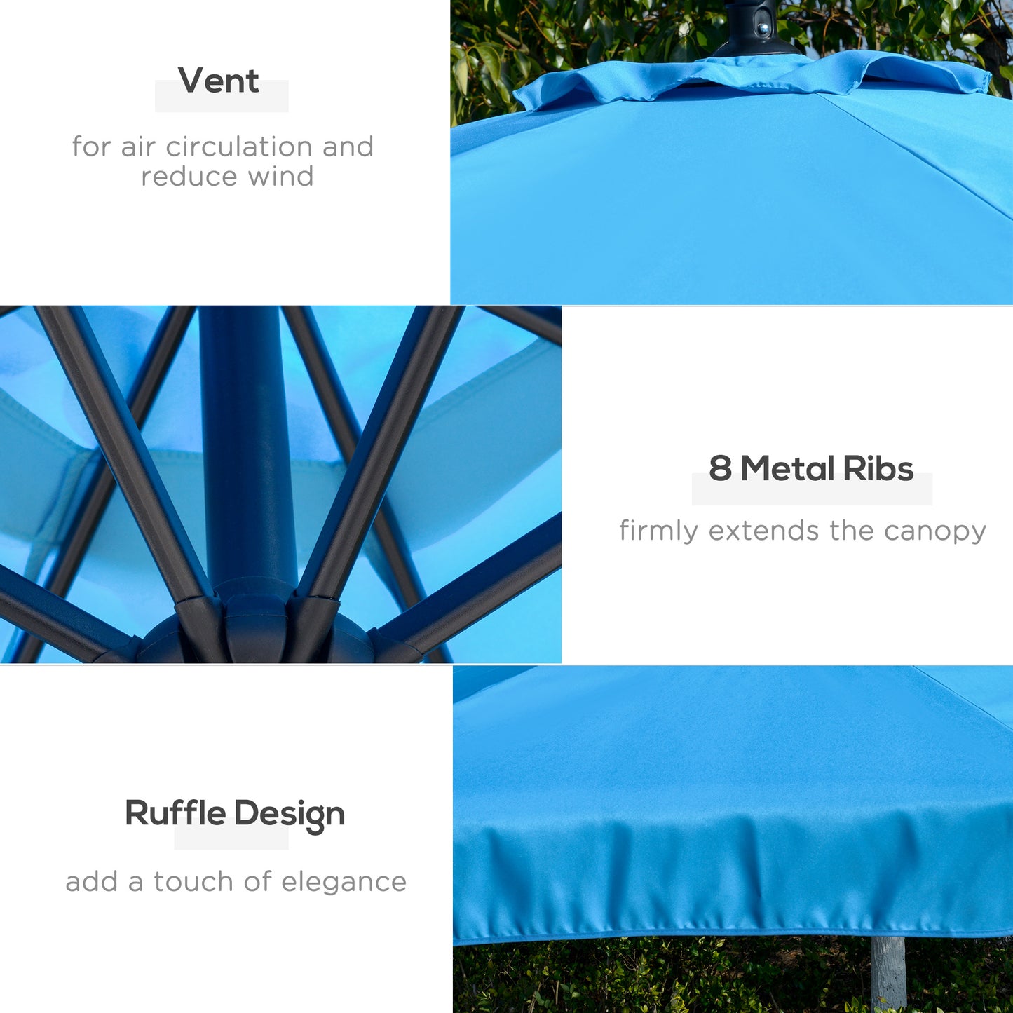 Outsunny 9FT Offset Hanging Patio Umbrella Cantilever Umbrella with Easy Tilt Adjustment, Cross Base and 8 Ribs for Backyard, Poolside, Lawn and Garden, White