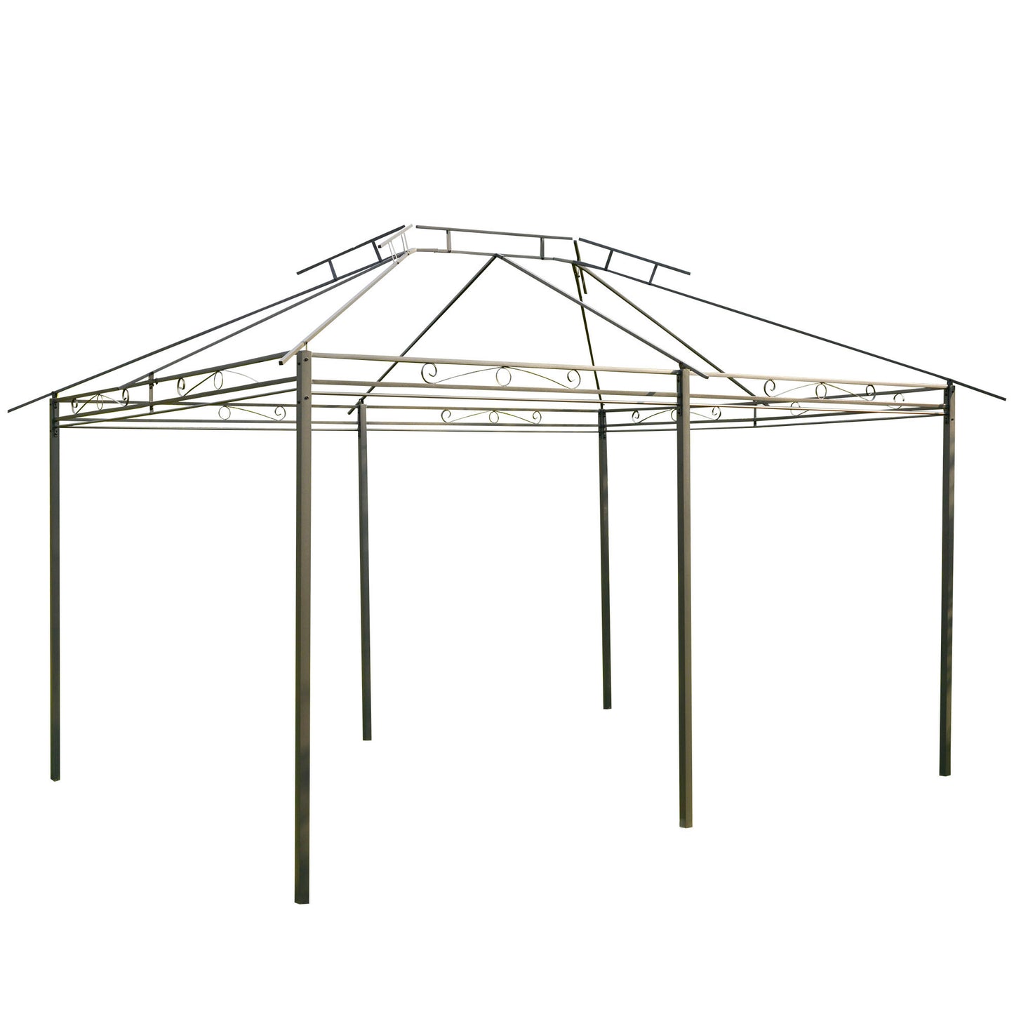 Outsunny 13'L x 10'W x 8.7'H Patio Gazebo Outdoor 2-Tiers Garden Canopy Yard Sunshade Shelter with Curtains, Grey