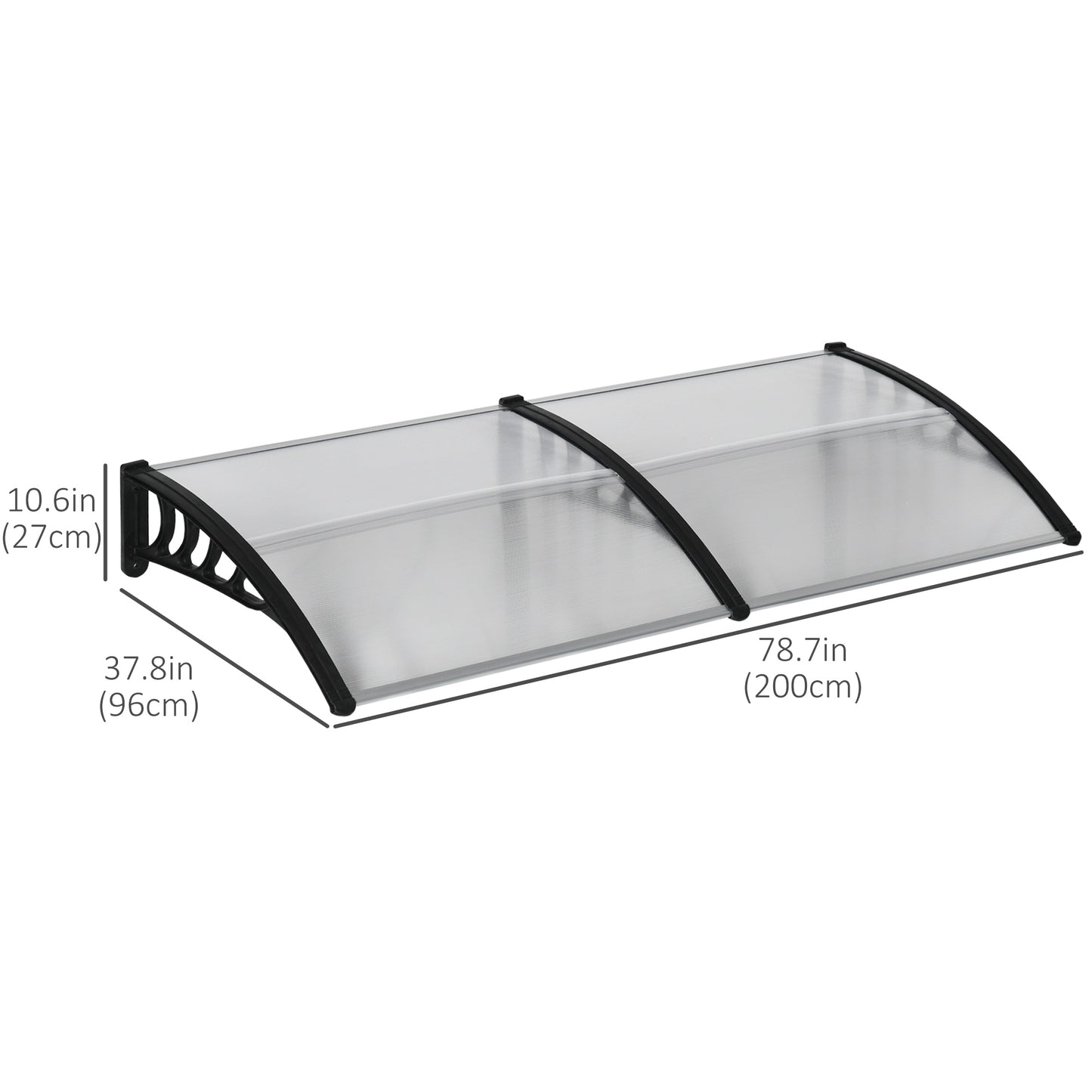 Outsunny Window Awning Door Canopy, Polycarbonate Front Door Outdoor Patio Cover, Sun Shelter, Hollow Sheet for UV, Rain, Snow and Sunlight Protection, Brown, 40" x 80"