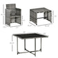 Outsunny 9 Pieces Patio Wicker Dining Set, PE Rattan Garden Sectional Sofa Outdoor Space-Saving Furniture Sets, White