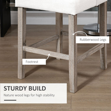 HOMCOM Modern Counter Bar Stools Tufted Upholstered Counter Chairs Set of 2 for Kitchen, Beige