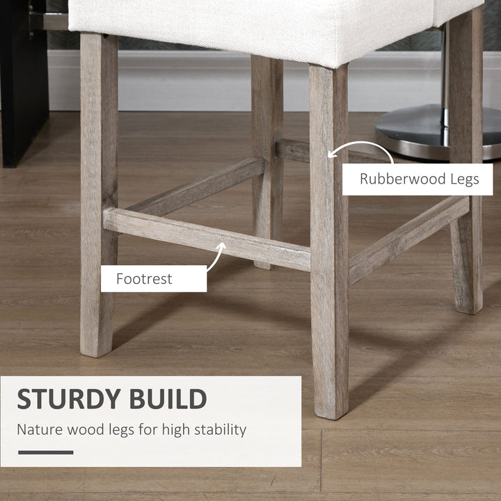 HOMCOM Modern Counter Bar Stools Tufted Upholstered Counter Chairs Set of 2 for Kitchen, Beige