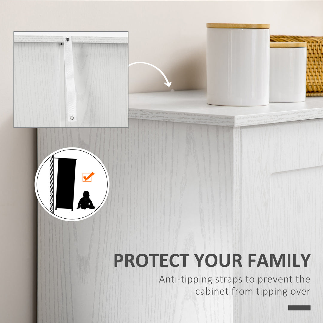 HOMCOM Kitchen Storage Cabinet, Freestanding Pantry Cabinet with 2 Doors and Adjustable Shelves, Distressed White