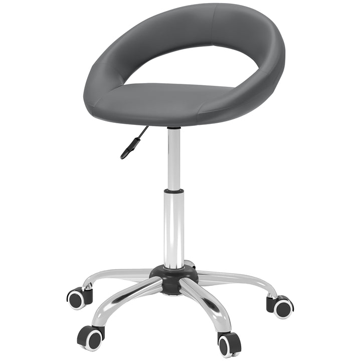 HOMCOM Modern Hydraulic Moon Salon Stool Rolling Swivel Chair Massage Spa Tattoo Pub Bar Stool, Grey