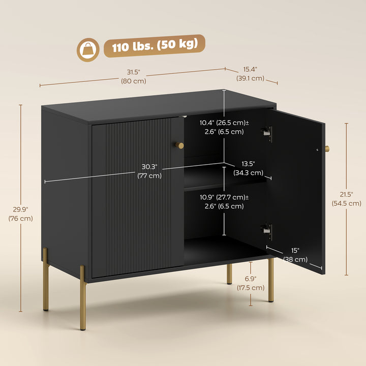 HOMCOM Sideboard, Modern Buffet Cabinet, Coffee Bar Cabinet with Fluted Doors and Adjustable Shelf, White