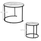 HOMCOM Round Nesting Coffee Table Set of 2, Stacking Modern Accent Tables with Faux Marble Tabletop and Metal Frame for Living Room, Black