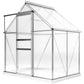 Outsunny 6' x 12' x 6.5' Walk-in Greenhouse, Polycarbonate Greenhouse with Adjustable Roof Vent, Base, Sliding Door, Clear