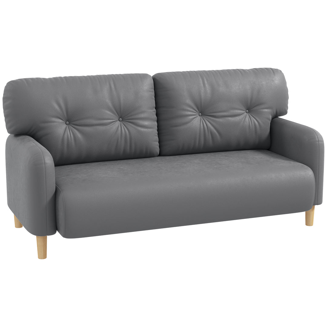HOMCOM 58" 2 Seat Sofa, Modern Love Seats Furniture, Upholstered 2 Seater Couch, Solid Wood Frame, Grey