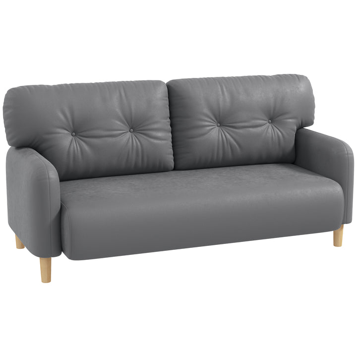 HOMCOM 58" 2 Seat Sofa, Modern Love Seats Furniture, Upholstered 2 Seater Couch, Solid Wood Frame, Grey