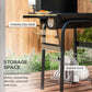 Outsunny Charcoal Barbecue Grill, BBQ with Thermometer, Shelves and Wheels, Black
