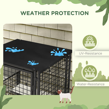 PawHut Cat Cage Multi-Level Catio Steel Outdoor Cat Enclosure w/ UV-and Water Resistant Cover, 5 Platforms, Soft Pads, Black