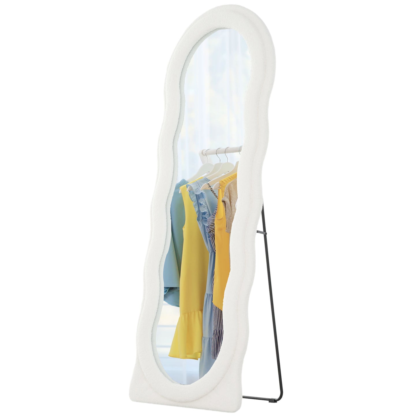 HOMCOM Floor Standing Mirror, Full Length Mirror, Free Standing, Leaning or Wall Mirror with Frame and Arched Top, White