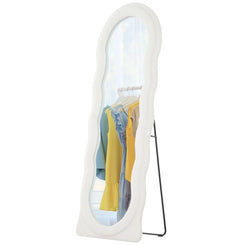 HOMCOM Floor Standing Mirror, Full Length Mirror, Free Standing, Leaning or Wall Mirror with Frame and Arched Top, White