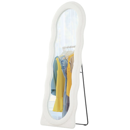 HOMCOM Floor Standing Mirror, Full Length Mirror, Free Standing, Leaning or Wall Mirror with Frame and Arched Top, White