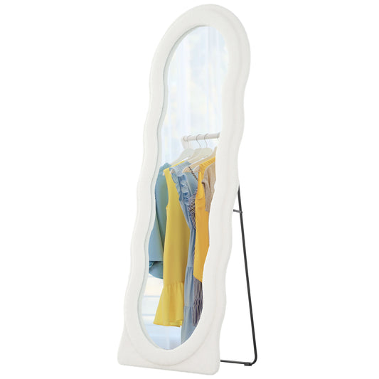 HOMCOM Floor Standing Mirror, Full Length Mirror, Free Standing, Leaning or Wall Mirror with Frame and Arched Top, White