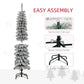 HOMCOM 5ft Snow-Flocked Artificial Christmas Tree, Slim Pencil Xmas Tree with 301 Realistic Branches, Metal Base, Pink