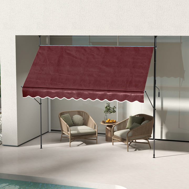 Outsunny 10' x 4' Manual Retractable Awning, Non-Screw Freestanding Patio Awning, UV Resistant, for Window or Door, Wine Red
