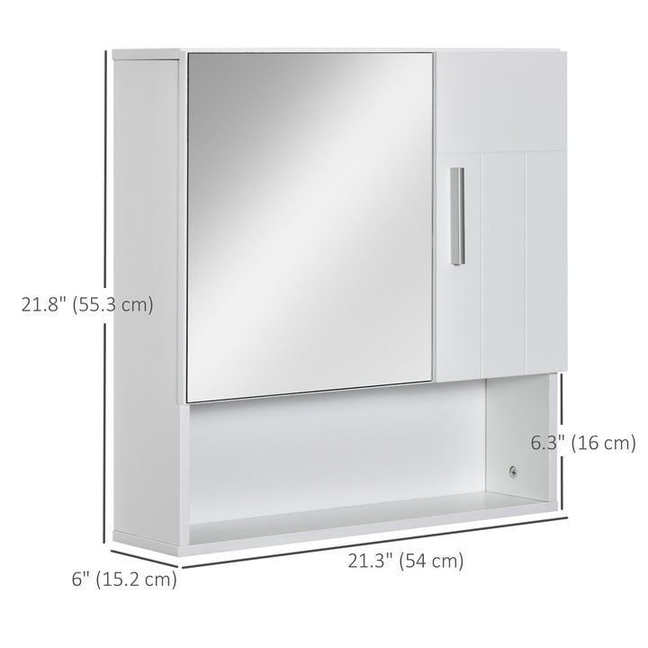kleankin Bathroom Mirror Cabinet, Wall Mounted Medicine Cabinet with Double Doors and Adjustable Shelf, White