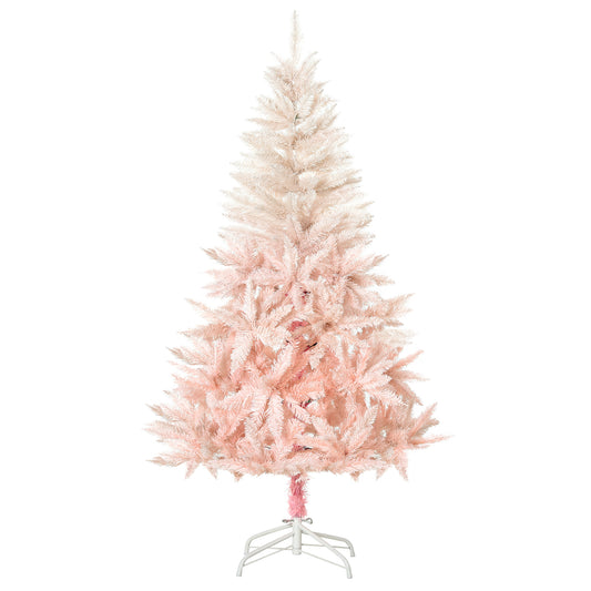HOMCOM 6ft Artificial Christmas Tree Home Decoration Automatic Open  White and Pink